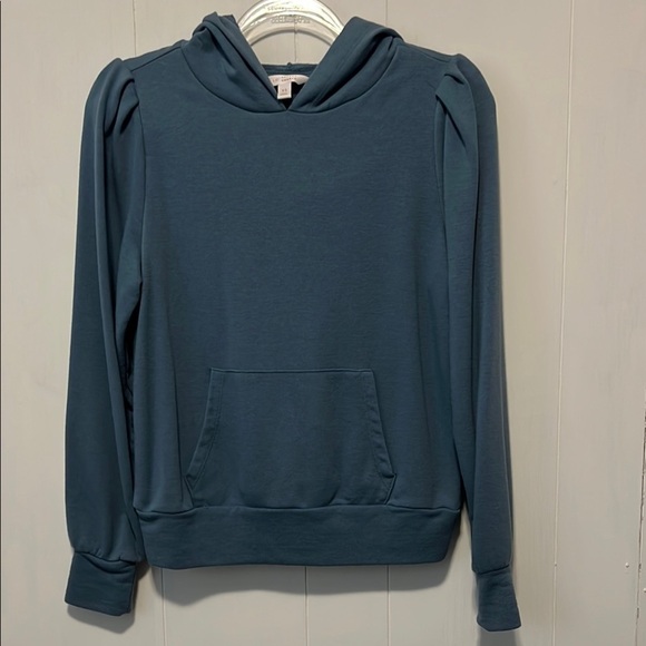 LC Lauren Conrad Puff Sleeve Hooded Shirt - Picture 1 of 7